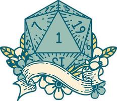 ilustração de rolagem de dados natural de um d20 vetor