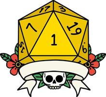 ilustração de rolagem de dados natural de um d20 vetor