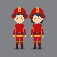 casal vestindo uniforme de bombeiros vetor