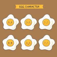 conjunto de caracteres de ovos fritos bonitos vetor