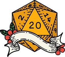 ilustração natural de rolo de dados de vinte d20 vetor