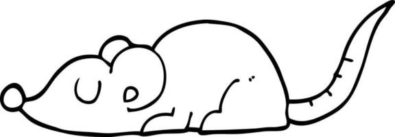 desenho de linha desenho animado rato preto vetor