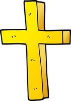 doodle dos desenhos animados de uma cruz de ouro vetor