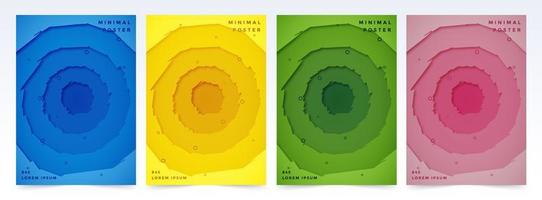 capas de círculo concêntrico de papel de corte bruto vetor