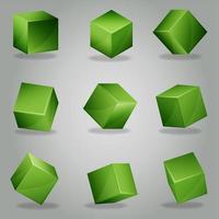 conjunto de cubos 3d verdes