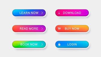 botões de gradiente na moda para web design vetor