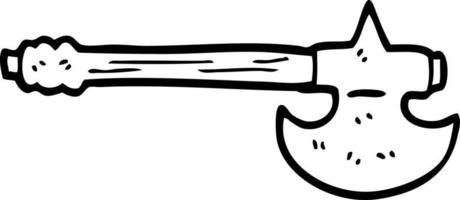 machado medieval de desenho de linha vetor