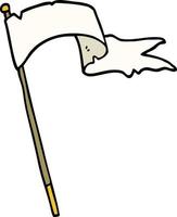 doodle de desenho animado acenando bandeira branca vetor