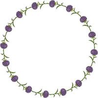 moldura redonda com flores de áster violeta sobre fundo branco. estilo doodle. imagem vetorial. vetor
