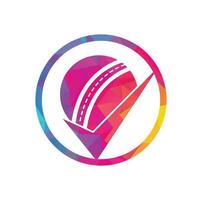 verifique o design do logotipo de vetor de críquete. bola de críquete e logotipo do ícone de carrapato.