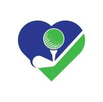 vara modelo de vetor de design de logotipo de conceito de forma de coração de golfe. designs de logotipo de golfe. modelo de design de logotipo de silhueta de esporte de golfe