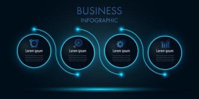 modelo de infográfico de círculo de negócios de néon azul vetor
