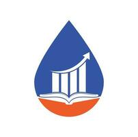 design de logotipo de conceito de forma de gota de livro de finanças. design de logotipo de educação de crescimento de negócios. vetor