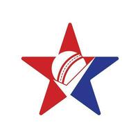 verifique o design de logotipo de vetor de conceito de forma de estrela de críquete. bola de críquete e logotipo do ícone de carrapato.