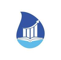 design de logotipo de conceito de forma de gota de livro de finanças. design de logotipo de educação de crescimento de negócios. vetor