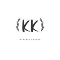 kk caligrafia inicial ou logotipo manuscrito para identidade. logotipo com assinatura e estilo desenhado à mão. vetor