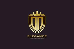 inicial qn elegante logotipo de monograma de luxo ou modelo de crachá com pergaminhos e coroa real - perfeito para projetos de marca luxuosos vetor