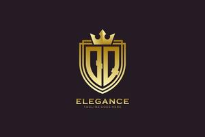 inicial qq elegante logotipo de monograma de luxo ou modelo de crachá com pergaminhos e coroa real - perfeito para projetos de marca luxuosos vetor
