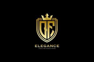 inicial qf elegante logotipo de monograma de luxo ou modelo de crachá com pergaminhos e coroa real - perfeito para projetos de marca luxuosos vetor