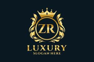 modelo de logotipo de luxo real inicial da carta zr em arte vetorial para projetos de marca luxuosos e outras ilustrações vetoriais. vetor