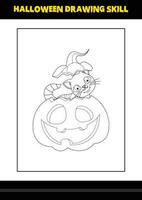 habilidade de desenho de halloween para crianças. página de colorir de habilidade de desenho de halloween para crianças. vetor