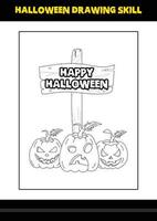 habilidade de desenho de halloween para crianças. página de colorir de habilidade de desenho de halloween para crianças. vetor