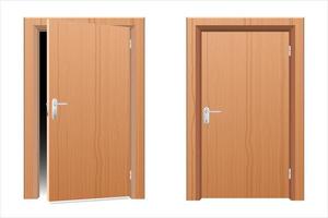 porta moderna de madeira isolada no branco vetor