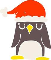 pinguim de desenho animado usando chapéu de natal vetor