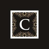 letra c moldura logotipo de ornamento de luxo vetor