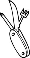faca de caneta de desenho de desenho de linha vetor
