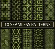 conjunto de padrões geométricos verdes vetor