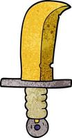 doodle dos desenhos animados de uma velha espada de bronze vetor