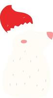 urso de desenho animado de estilo de cor plana usando chapéu de natal vetor