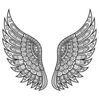arte de linha de asas de anjo vetor