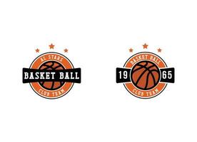 modelo de design de logotipo de equipe de emblema de basquete. vetor