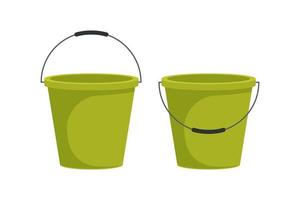 conjunto de balde liso verde vetor