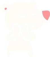urso polar de desenho animado de estilo de cor plana feliz vetor