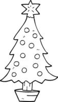 desenho de linha desenho animado árvore de natal vetor