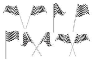 conjunto de bandeiras de corrida quadriculada vetor
