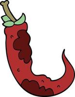 doodle de desenho animado pimenta malagueta vermelha vetor