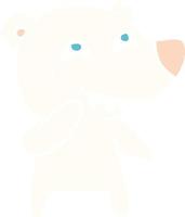 urso polar de desenho animado de estilo de cor plana mostrando os dentes vetor