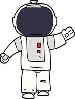 doodle de desenho animado astronauta ambulante vetor