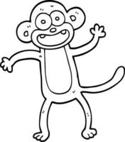 desenho de linha desenho animado macaco louco vetor
