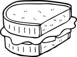 desenho de linha sanduíche torrado de desenho animado vetor