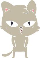 gato de desenho animado de estilo de cor plana vetor