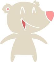 desenho animado de estilo de cor plana de urso rindo vetor