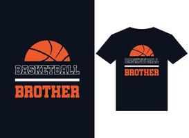 ilustrações de irmãos de basquete para o design de camisetas prontas para impressão vetor