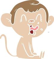 macaco de desenho animado estilo de cor plana louco sentado vetor