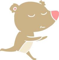 urso de desenho animado de estilo de cor plana feliz correndo vetor