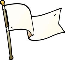 desenho animado doodle bandeira branca acenando vetor